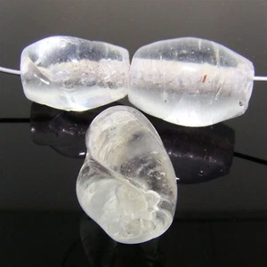 8 VINTAGE HAND MADE GLASS CRYSTAL CRACKLE 19x14mm. TWISTED OVAL BEADS 7253 - Bild 1 von 1