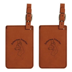 L3075 Doberman Head Luggage Tags 2 Pk FREE SHIPPING Over 200 Breeds Available - Picture 1 of 2