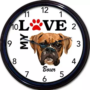 Boxer Hund Welpe Wanduhr I Love My Boxer Hunde Neu 10" - Bild 1 von 1