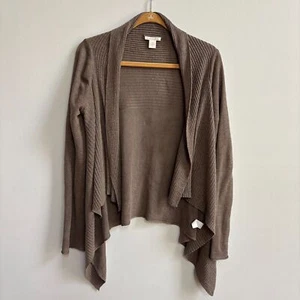 White + Warren 100% Linen Cardigan Sweater Women's Medium Beige Knit Travel - Picture 1 of 6