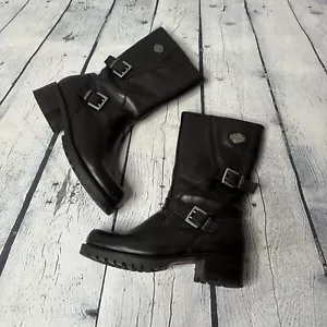 Harley-Davidson Black Addison Boots size 8 - Picture 1 of 6