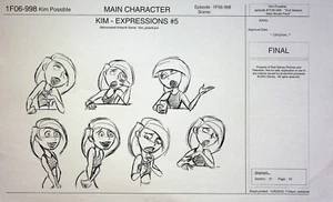 Disney's KIM POSSIBLE 2002 Production Studio Copy Character Model Guide Page - Picture 1 of 2