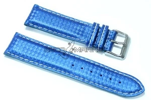 Cinturino per orologio fibra di carbonio fondo lorica semi imbottito 24mm blu - Foto 1 di 1