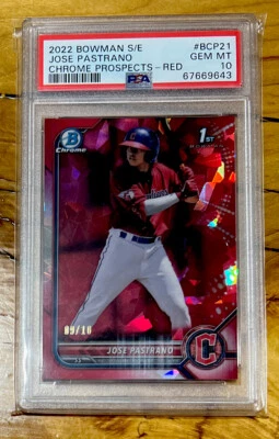2022 1st Bowman Sapphire Edition Jose Pastrano Red #09/10 PSA 10 GEM MINT - Image 1 of 2