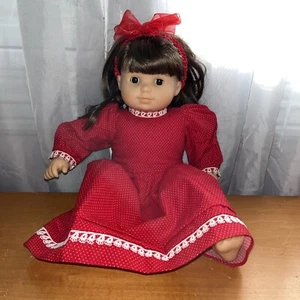 American Girl Bitty Baby Twin Doll Girl Dark Hair / Eyes With Handmade Dress EUC - Picture 1 of 7
