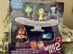 Disney-Pixar INSIDE OUT 2 Set of 5 Figure Joy Disgust Anger Sadness Fear NEW - Picture 1 of 6