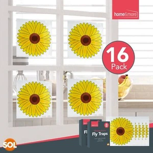 16pk Fly Trap Window Stickers | Sticky Sunflower Insect Bug Flies Killer Catcher - Picture 1 of 10