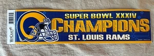 St. Louis Rams Super Bowl XXXIV Champions Bumper Sticker NEW 3x12 Inches (22) - Picture 1 of 2