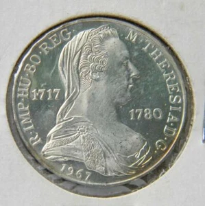 AUSTRIA 1967 Maria Theresa silver 25 Schilling, 1-yr type; scarce PROOF issue - Picture 1 of 2