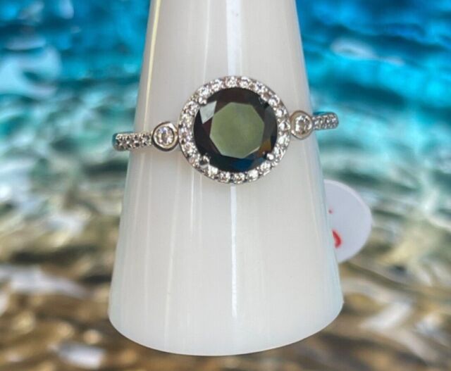 Bomb Party Rhodium Plated Green Ring Size 10 RBP3021