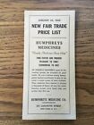 Vintage Humphreys Family Medicines 1949 Fair Trade Price List Ephemera Brochure