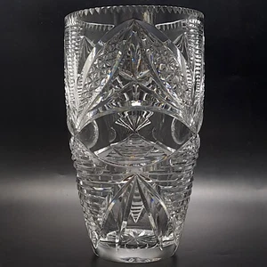Vintage große Bleikristall geschliffenes Glas Vase | ausgefallenes H 26 cm handgeschliffenes Design 2,4 kg - Bild 1 von 20