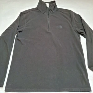 THE NORTH FACE TKA 100 1/4 Zip Fleece Pullover Mens Sz M Black Lightweight L/S - Picture 1 of 10