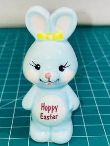 Vintage Russ Berrie Easter Bunny Figurine Holding Egg Happy Easter 4" - Picture 1 of 9