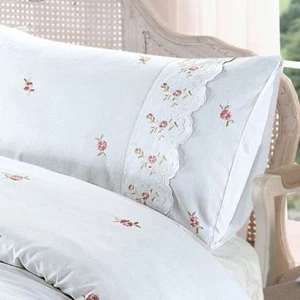 SOPHIE FLORAL KING SIZE DUVET COVER SET VINTAGE BEDDING WHITE - Picture 1 of 3