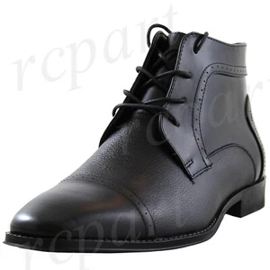 Nuevos zapatos para hombre vestido formal botas de cuero real encaje boda baile de graduación negro - Imagen 1 de 10