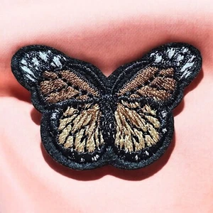 Iron On Patch Brown Butterfly Mini Cartoon Clothing Decal Embroidery - Picture 1 of 2