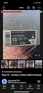 Size 13 - Jordan 4 Retro Mid Infrared - Picture 1 of 7
