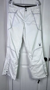 SPYDER Thinsulate XTL 10,000 White Black Stitches Ski Snowboard Pants Women’s 12 - Picture 1 of 22