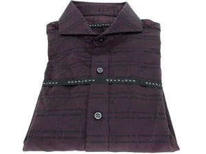 Sean John Cotton Oxblood Red Textured Check Dress Shirt Reg. Fit 15 1/2 32-33 M - Bild 1 von 2