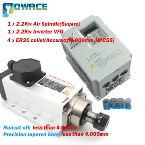 Motore mandrino raffreddato ad aria quadrato 2.2KW ER20 220V e router CNC inverter VFD - Foto 1 di 12
