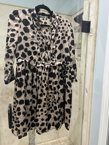 Abito donna Moschino economico e chic in seta stampa animalier taglia US 8 manica lunga