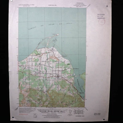 US Tactical Map Scale 1/62500 Topographic Sheet Dungeness Sequim WA 1939 - Image 1 of 4