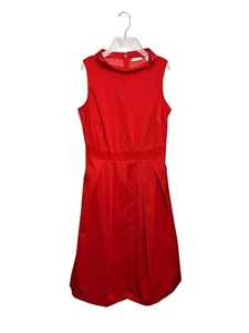 Eva Mendes New York And Company Red Pleated Sleeveless Dress Size 8 New With Tag - Picture 1 of 6