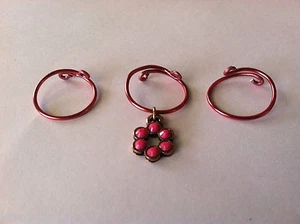 REGALO DÍA DE LA MADRE MIDI ANILLOS NUDILLOS ALAMBRE ENVUELTOS Alambre Rosa y Flor Set de 3 - Imagen 1 de 2