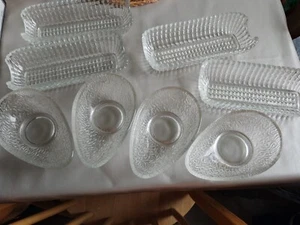 4 VINTAGE GLAS AVOCADO SCHALEN MIT STRUKTURIERTEM RINDENDESIGN & 4 MAISKOLBENSCHALEN - Bild 1 von 7