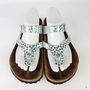 Birkenstock Papillio ROM Gizeh Seafoam Green Metallic Flowers Sandale Gr: 38 / 7 - Bild 1 von 5