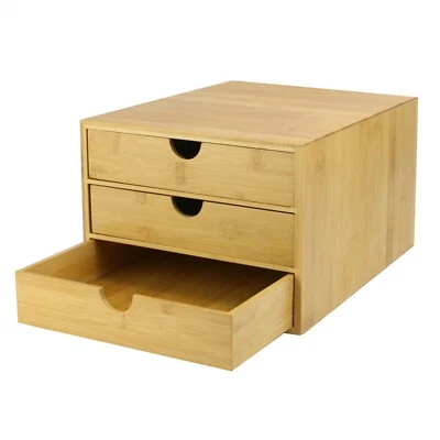 MAISON & WHITE Bamboo Desktop 3 Drawer Organiser Slim Opening M&W