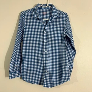 Cat & Jack Jungen Button Down Hemd Blau Gingham Kariert Langarm Größe 12/14 - Bild 1 von 7