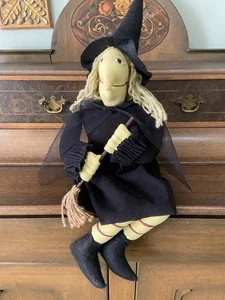 Halloween Decor Witch Shelf Sitter 19" /with her Broom - Picture 1 of 8