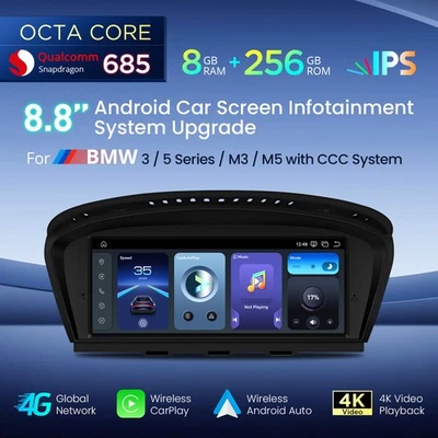 8,8" 8G+256GB Android 14 Autoradio für BMW E60 E90 E91 E92 M5 CCC Global 4G GPS - Bild 1 von 4