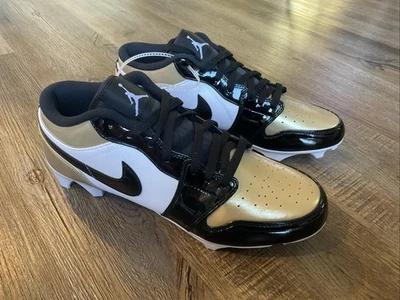 Nike Air Jordan 1 Low TD Football Cleat Patent Gold Toe Size 11 FJ6245-701 - Image 1 of 4