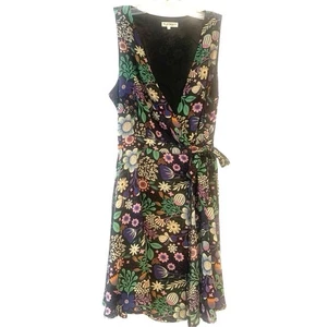 L.A. Soul Faux Wickelkleid schwarz bunt Blumenmuster ärmellos Damen Gr. L - Bild 1 von 7