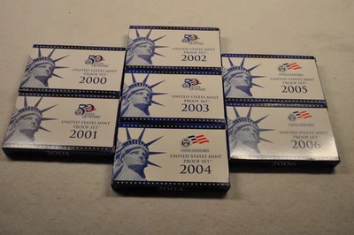 2000-2006 Proof Sets with State Quarters in Original US Mint Packaging, Lot of 7 - Image 1 of 4