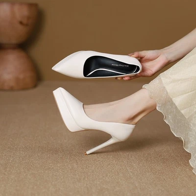 Womens Platform Pointed Toe Slip on Pumps High Stiletto Heel Office Ladies OL Sz - Image 1 of 4