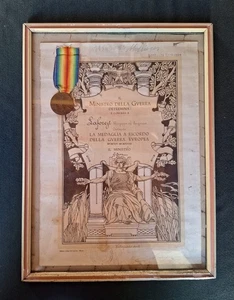 Militaria WW1 ATTESTATO Ministero della Guerra 1928 + Medaglia Interalleata - Picture 1 of 5