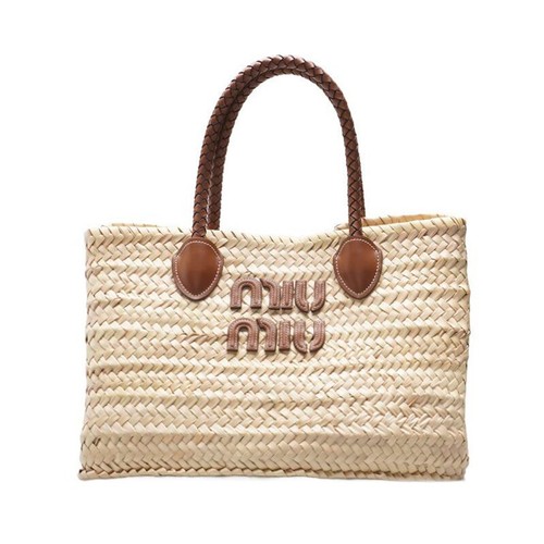 Borsa donna Miu Miu Rafia logo Palmetto
