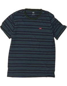 LEVI'S Mens Standard T-Shirt Top Medium Green Striped Cotton DS68 - Picture 1 of 3