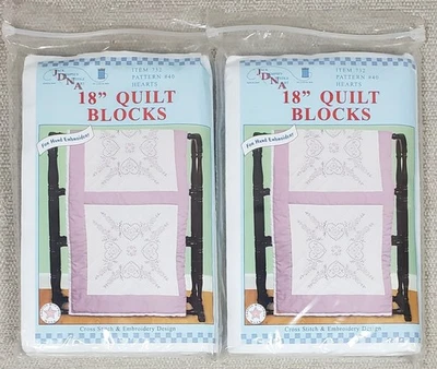 2 paquetes. BLOQUES DE EDREDÓN estampados de 18" para bordar a mano CORAZONES #40 NUEVO Jack Dempsey Foto 1 de 4