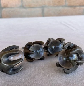 Pomelli estraibili cassetto vintage vetro sfera artiglio piede tono bronzo stile gotico vittoriano - Foto 1 di 6