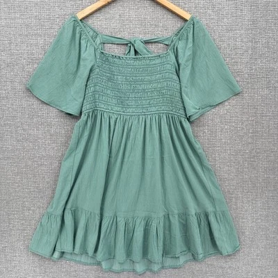 Vestido JODIFL Calado Talla M Manga Corta Volantes Dobladillo Verde Babydoll Y2K Lechera 90 Foto 1 de 4