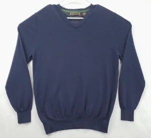 James Tattersall Sweater Mens XL Blue Knitted Wool Cashmere V-Neck Pullover - Picture 1 of 7