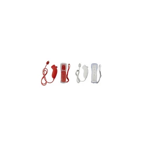 2X Manettes Wiimote Motion Plus + Nunchuk filaire Pour Wii & Wii U - Rouge et Bl - Picture 1 of 1