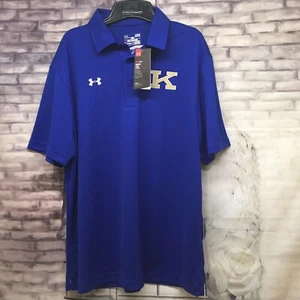 Polo homme Under Armour bleu royal polyester manches courtes neuf avec étiquette taille L "K - Photo 1/6