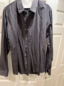 Guess Gray Stripped Button Down Shirt Size L - Picture 1 of 5