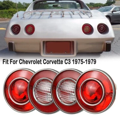 4x Rear Tail Light Backup Lamp Housing Lens For 1975-1979 Chevrolet Corvette C3 - Image 1 of 4
